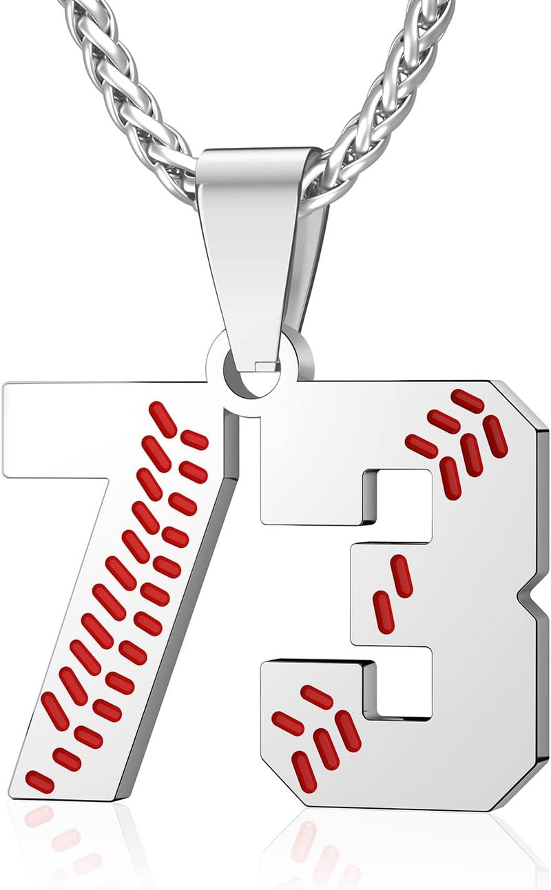 Wikavanli Personalized Baseball Jersey Number 00-99 Necklace - Stainless Steel Baseball Chain Pendant Necklace - Team Jewelry Gift for Boys, Girls, Men, Women - Image 1